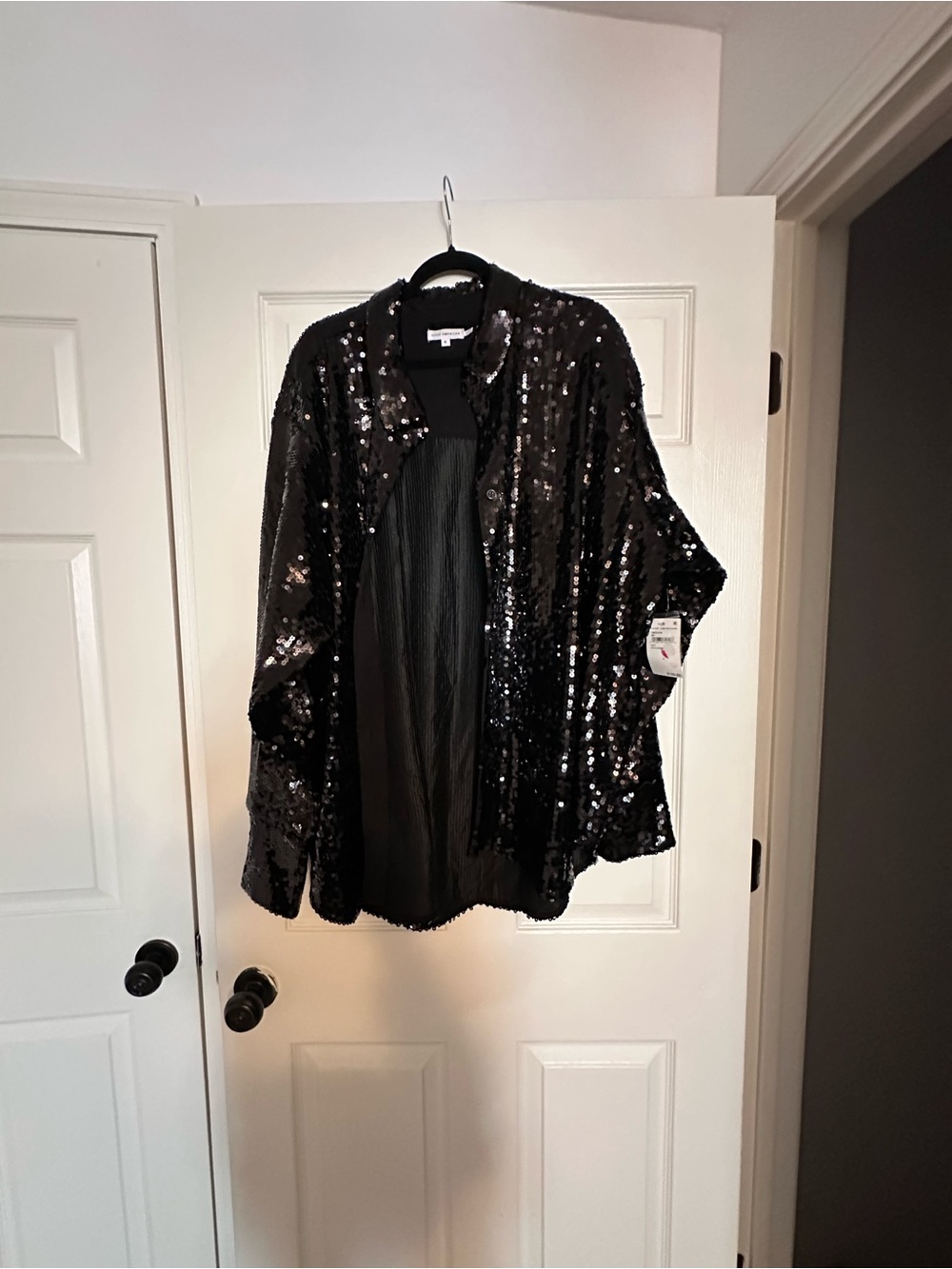 Good American Black Sequin Oversized Shacket Size 6 (3XL)